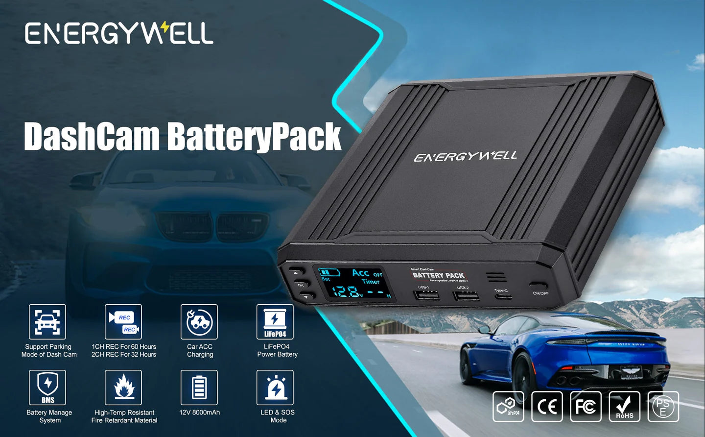 EnergyWell P8 External Battery Pack